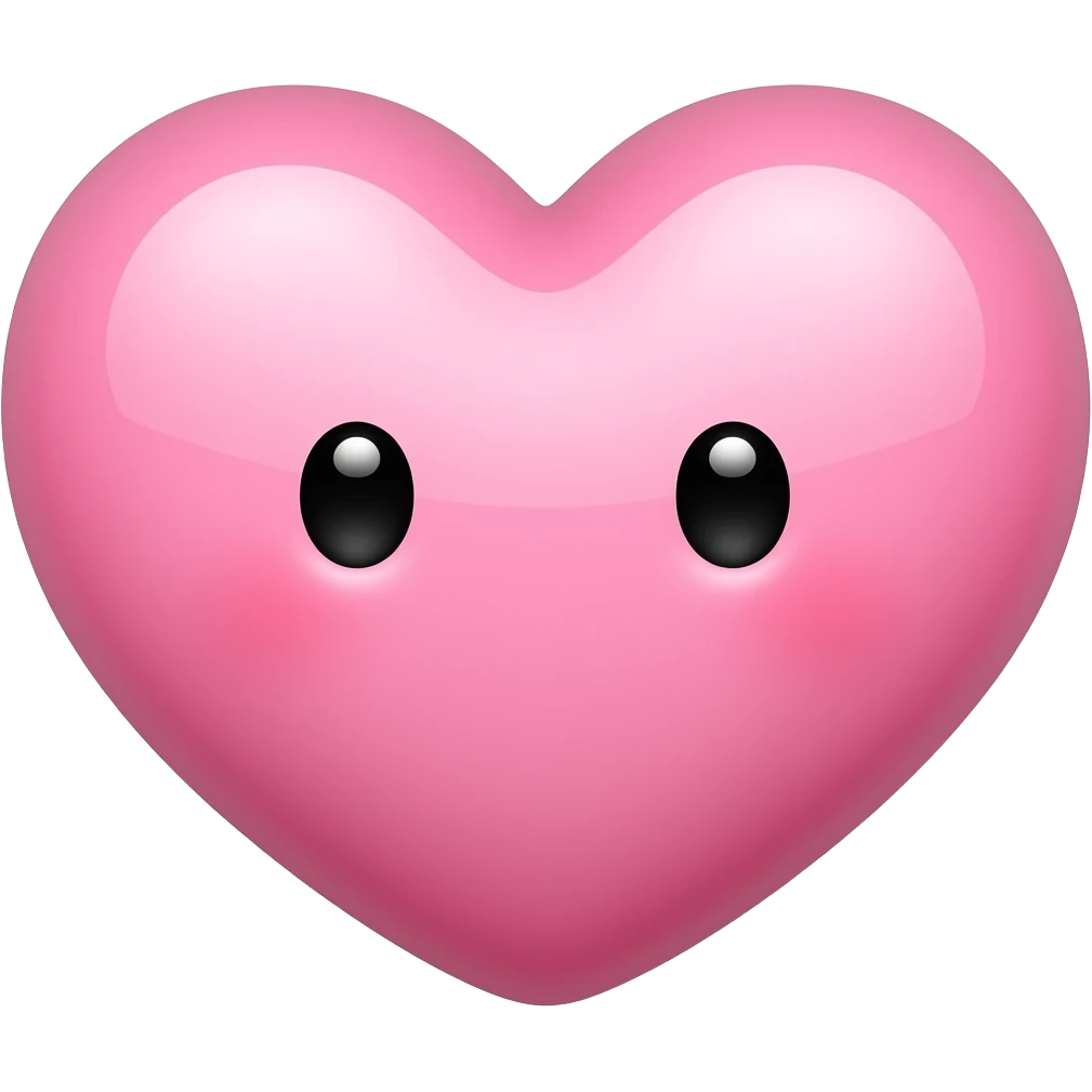 kawaii light pink heart emoji, soft pastel pink color, glossy shine, simple cute icon style emoji