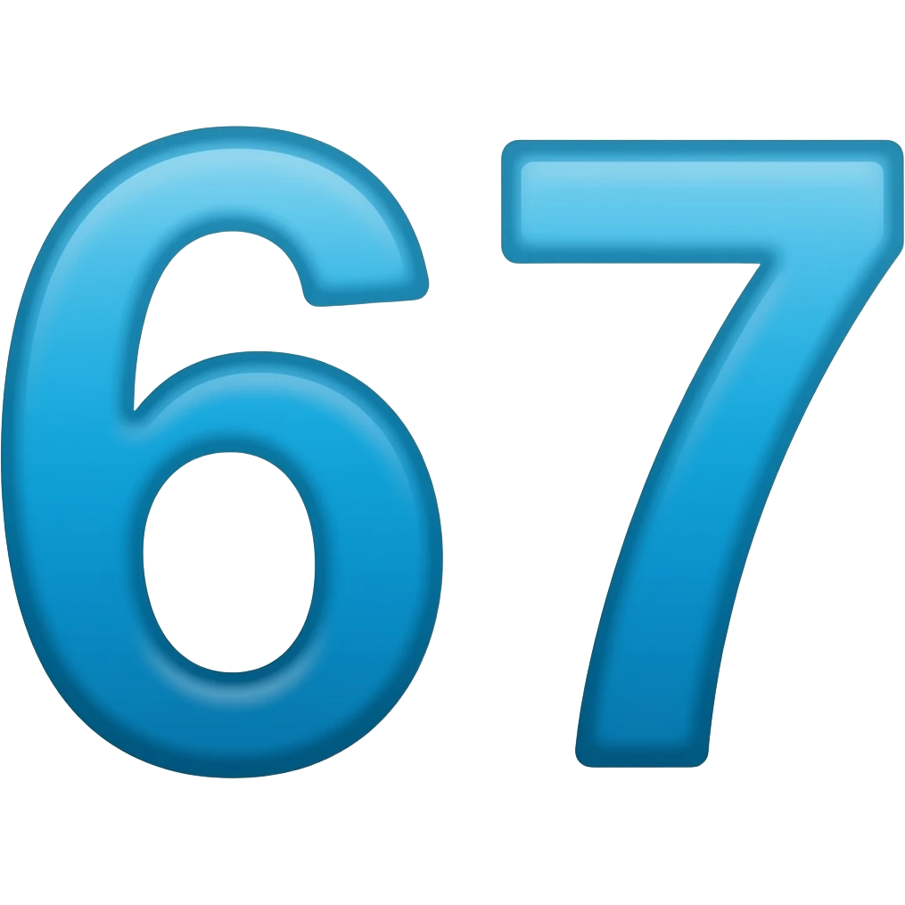 67 ve mavi renkli emoji