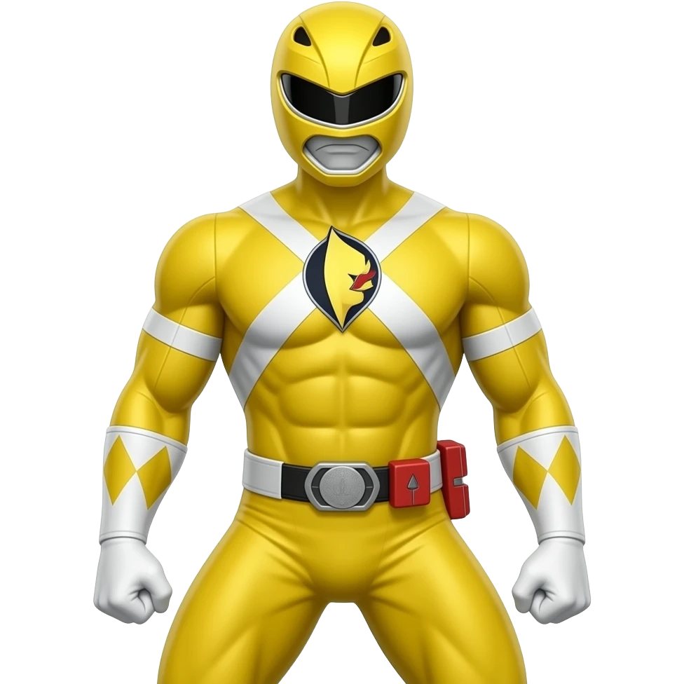 a full  yellow  hero like power rangers emoji