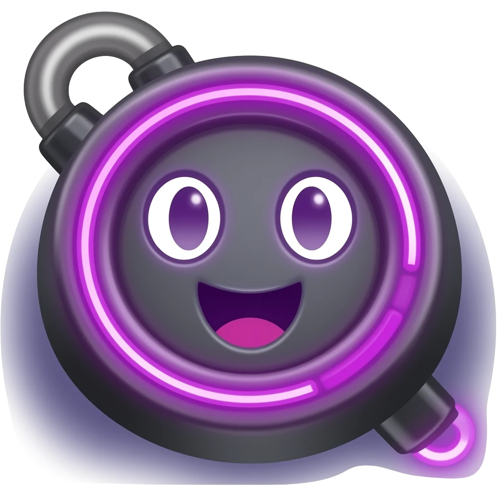 BA Start Arcade Bar: 3D emoji style, glossy surface, soft shadows, white background, centered, no text, controller made from neon lights, excited expression, purple and neon tones, no defined gender emoji