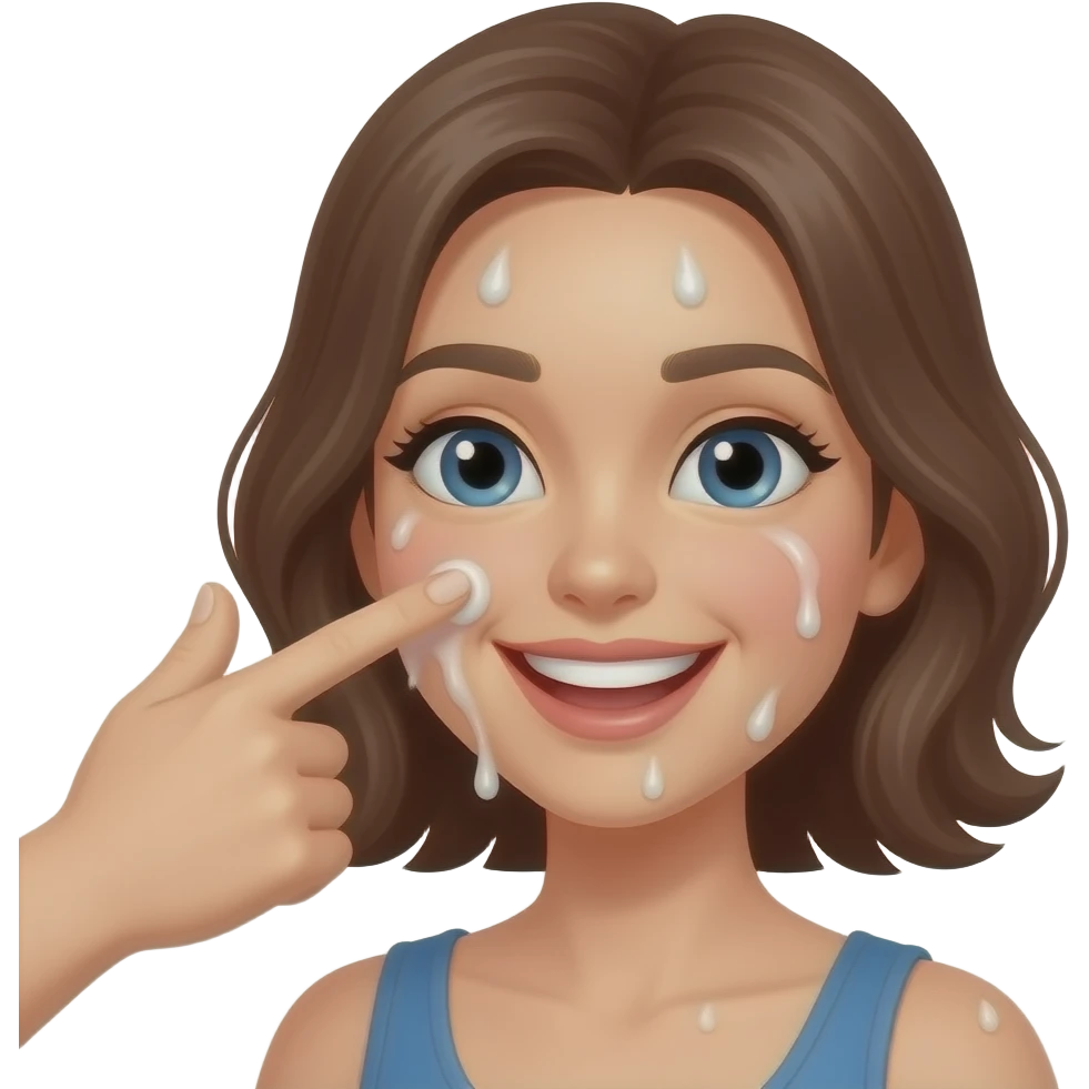 Smiling lady receiving cum all over her face emoji