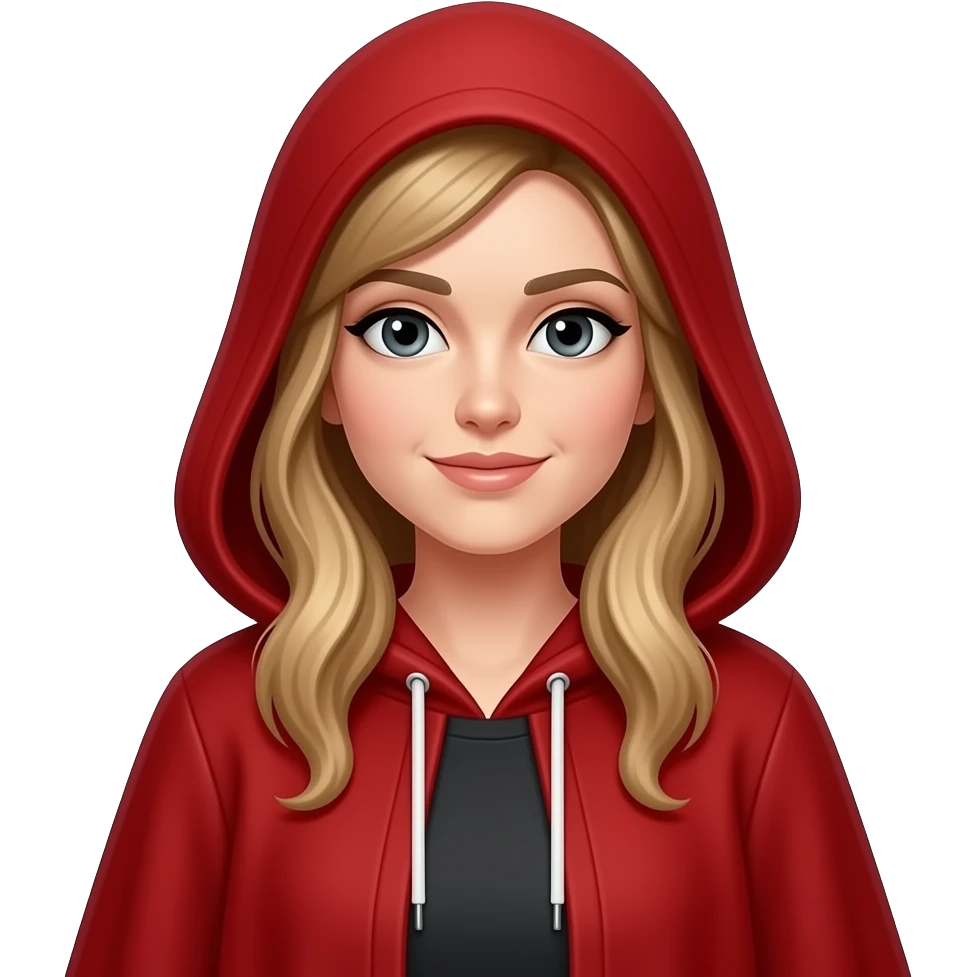 Lady in red long cape with hoodie emoji