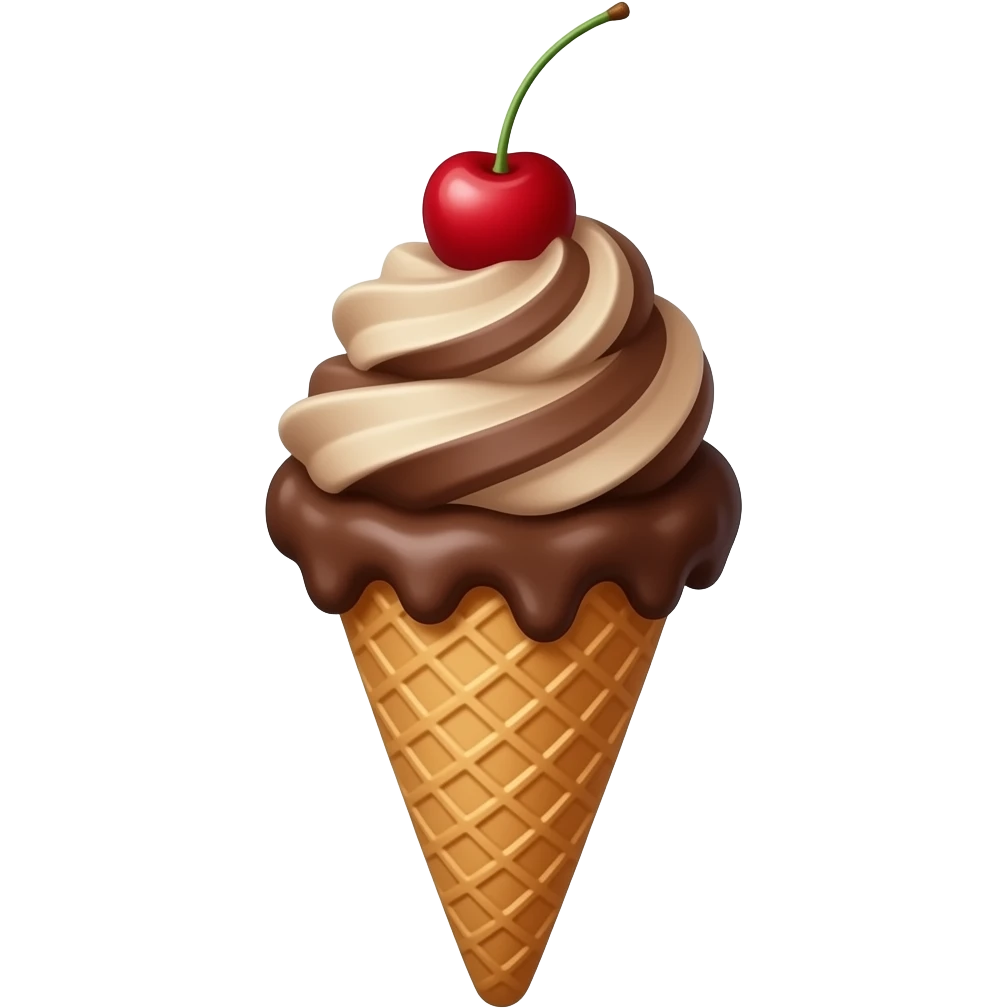 chocolate  aethtetic ice cream with a cherry in a coarn emoji