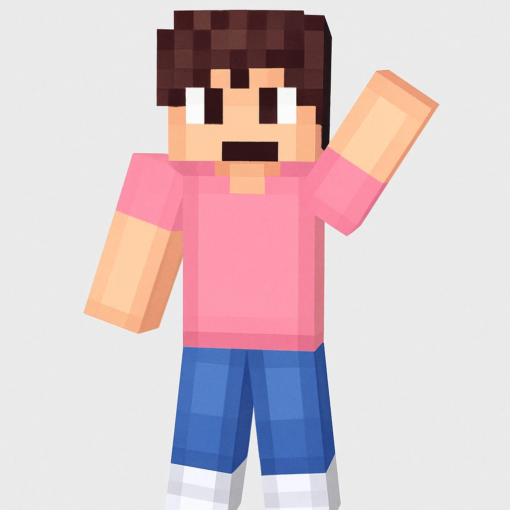 Separate the second character (second from left, brown hair, blue pants) from the group, keeping the original style and quality of the image. emoji