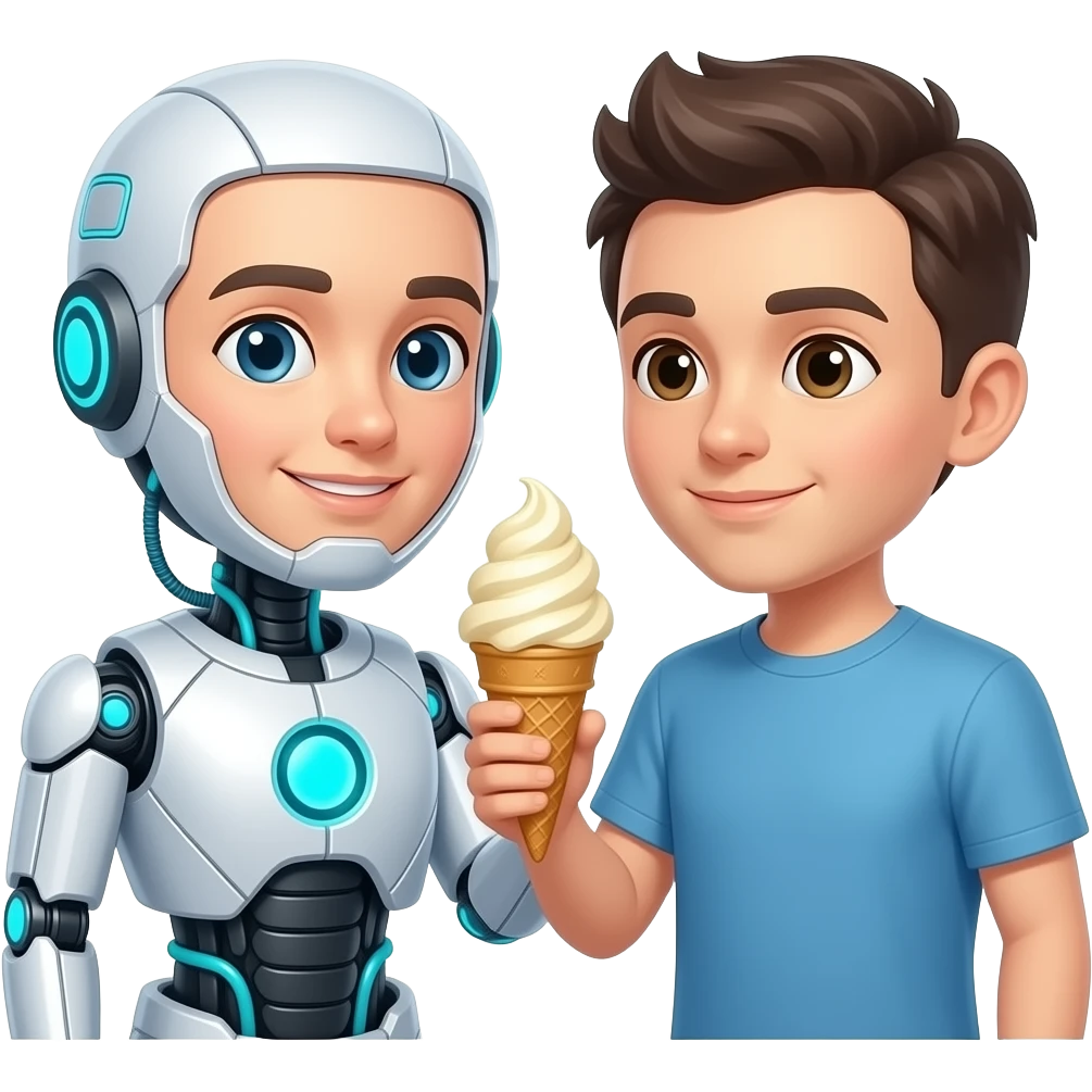 Make chatgpt with gemini eating ice cream emoji