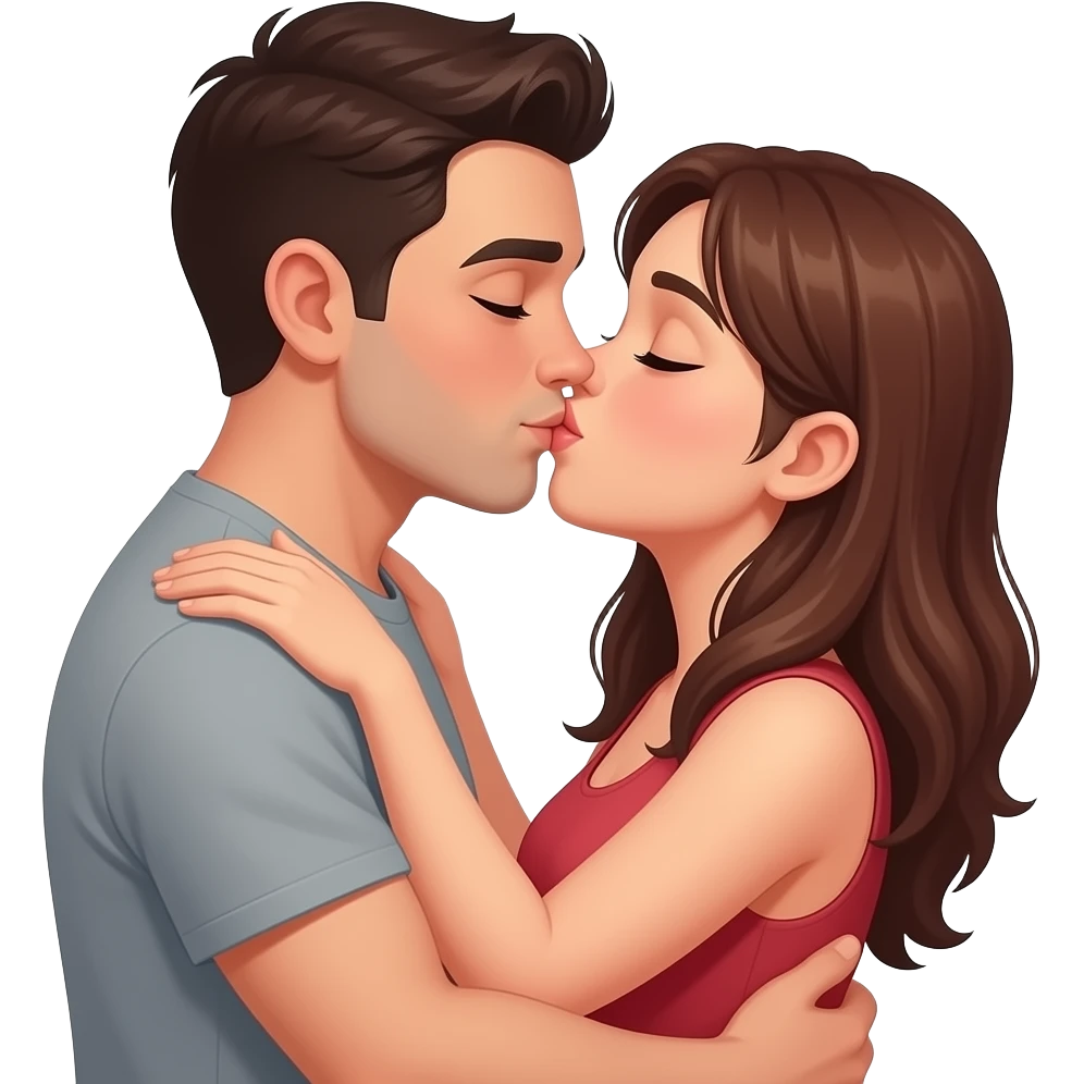 Two people embracing and kissing in lust emoji