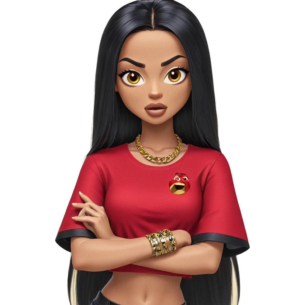 dark beauty in red crop top emoji