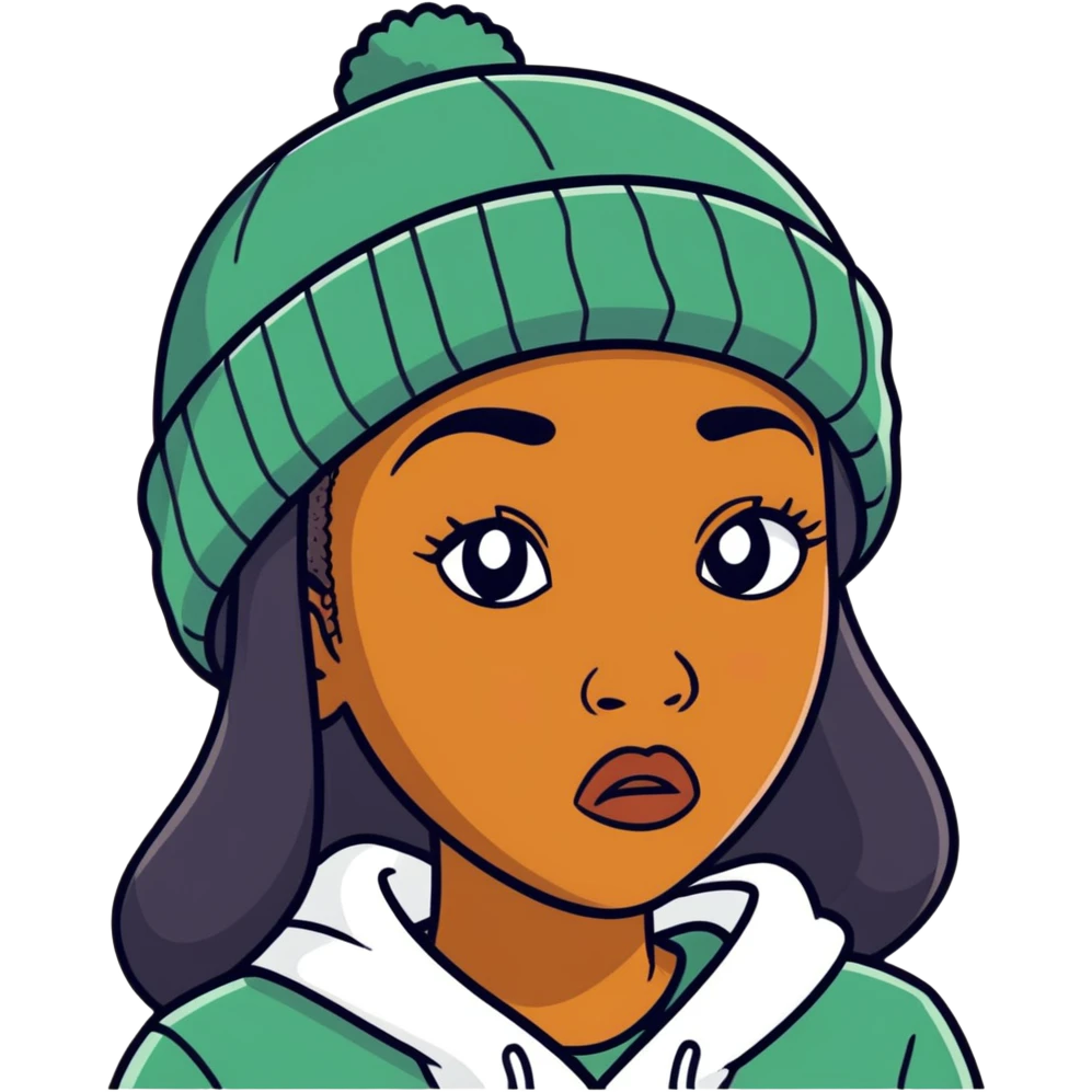 Black woman with the confused but yet disgusted look with a beanie hat emoji