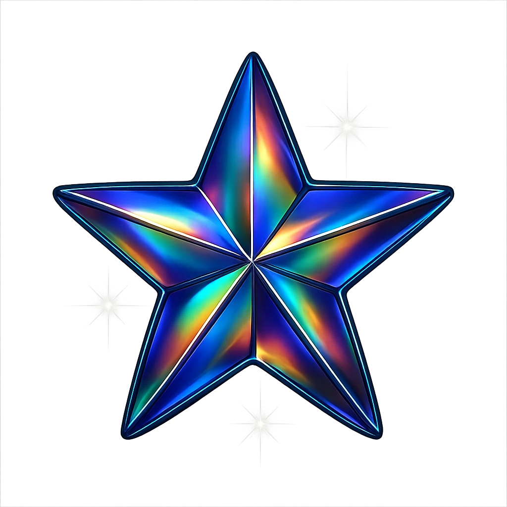 mini star with a prism effect, glamorous and stylish, no background emoji