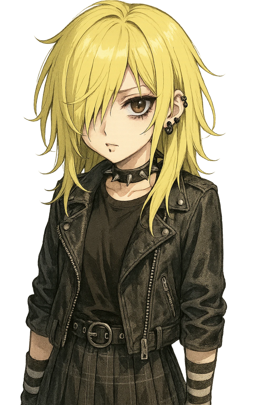 emo girl profile, pastel yellow hair emoji