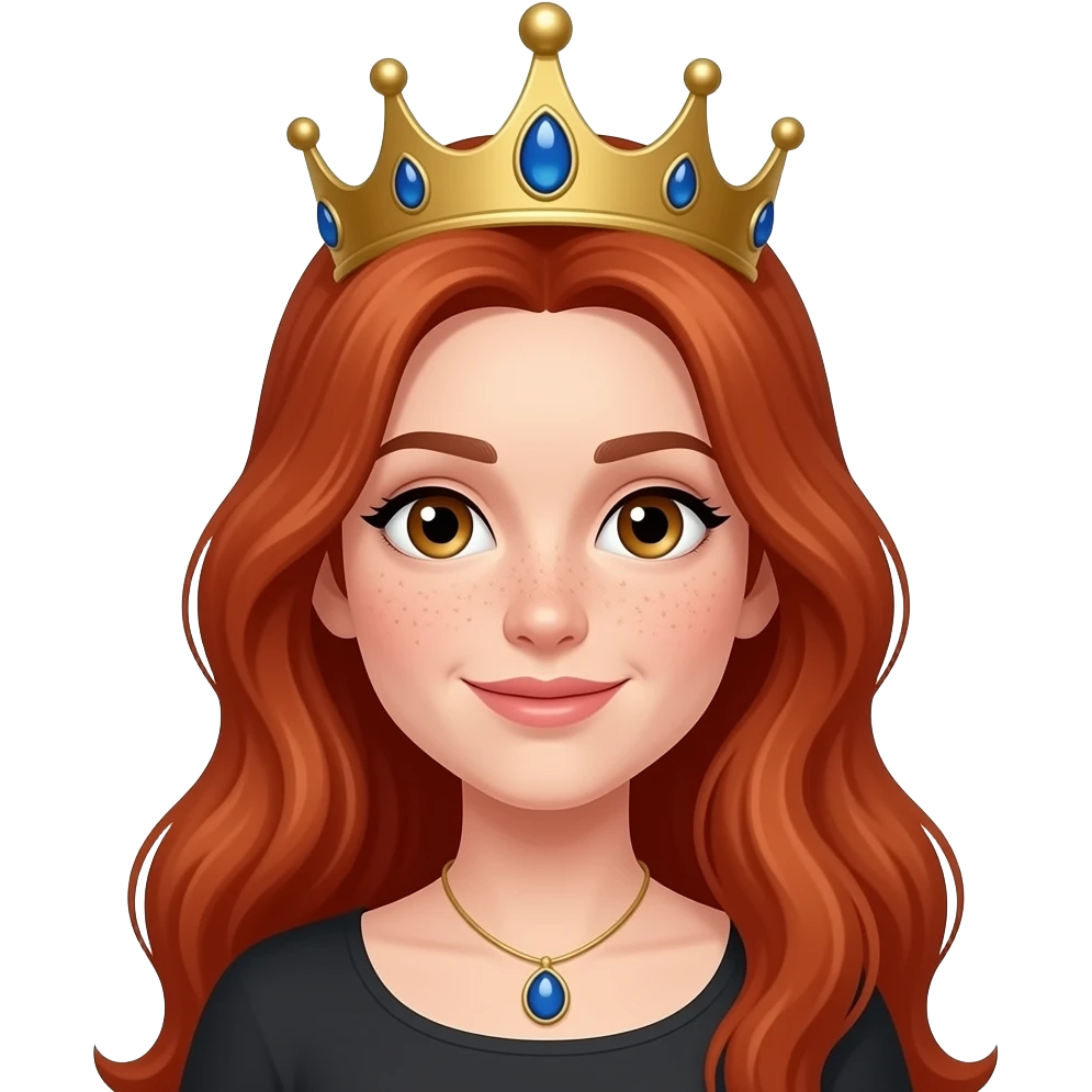 brown eyed Long red head queen with a little freckles emoji