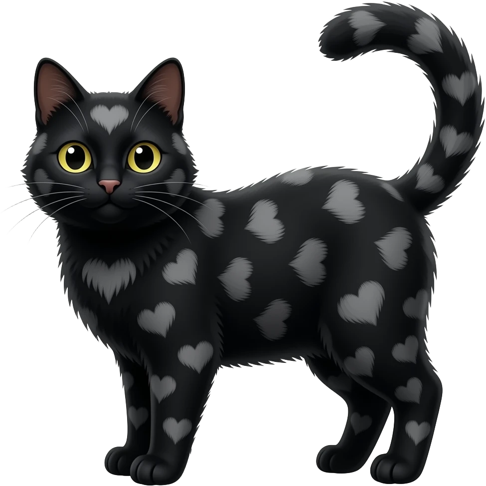 black cat fur heart emoji