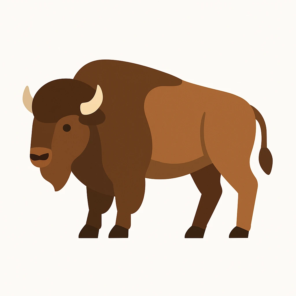 flat design style Bison white background emoji