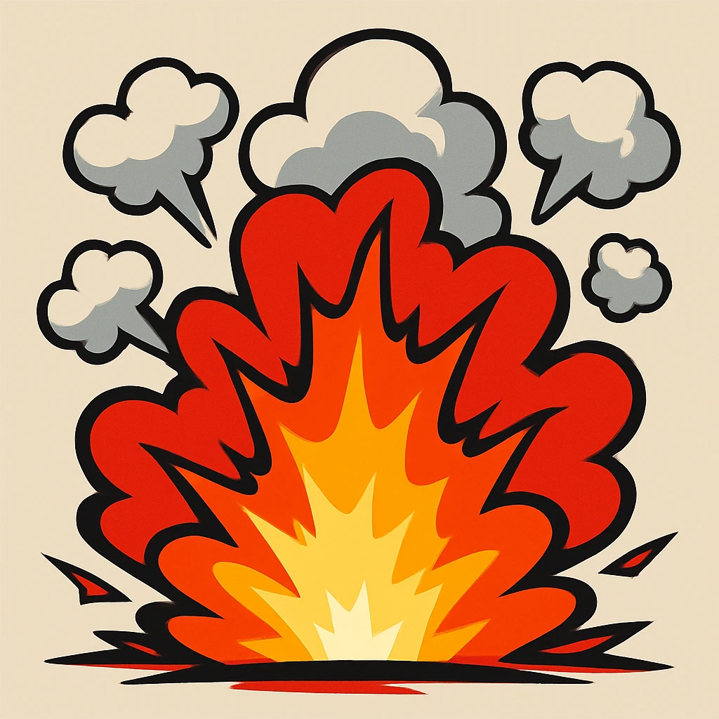 a dramatic explosion, cartoon style, vibrant colors emoji