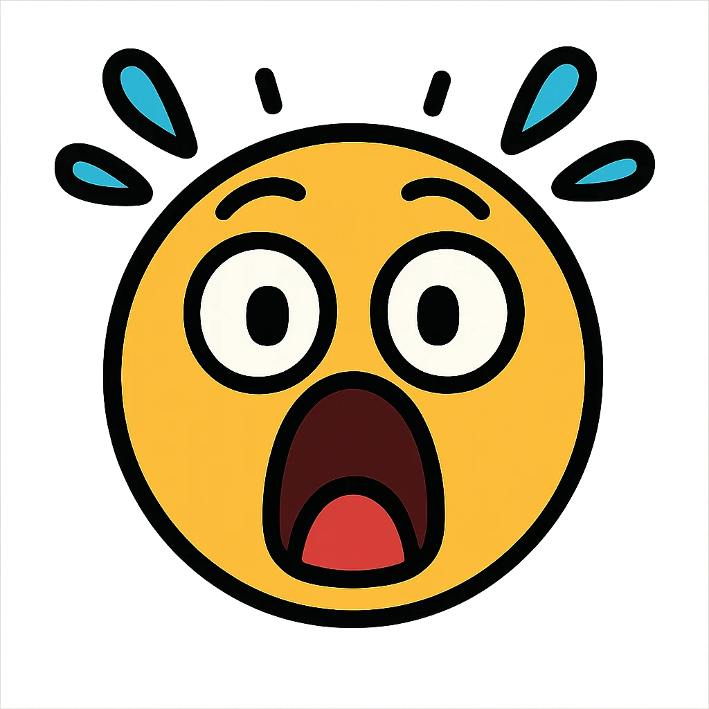 A shocked emoji, perfect for surprises, exaggerated expression, bold lines emoji