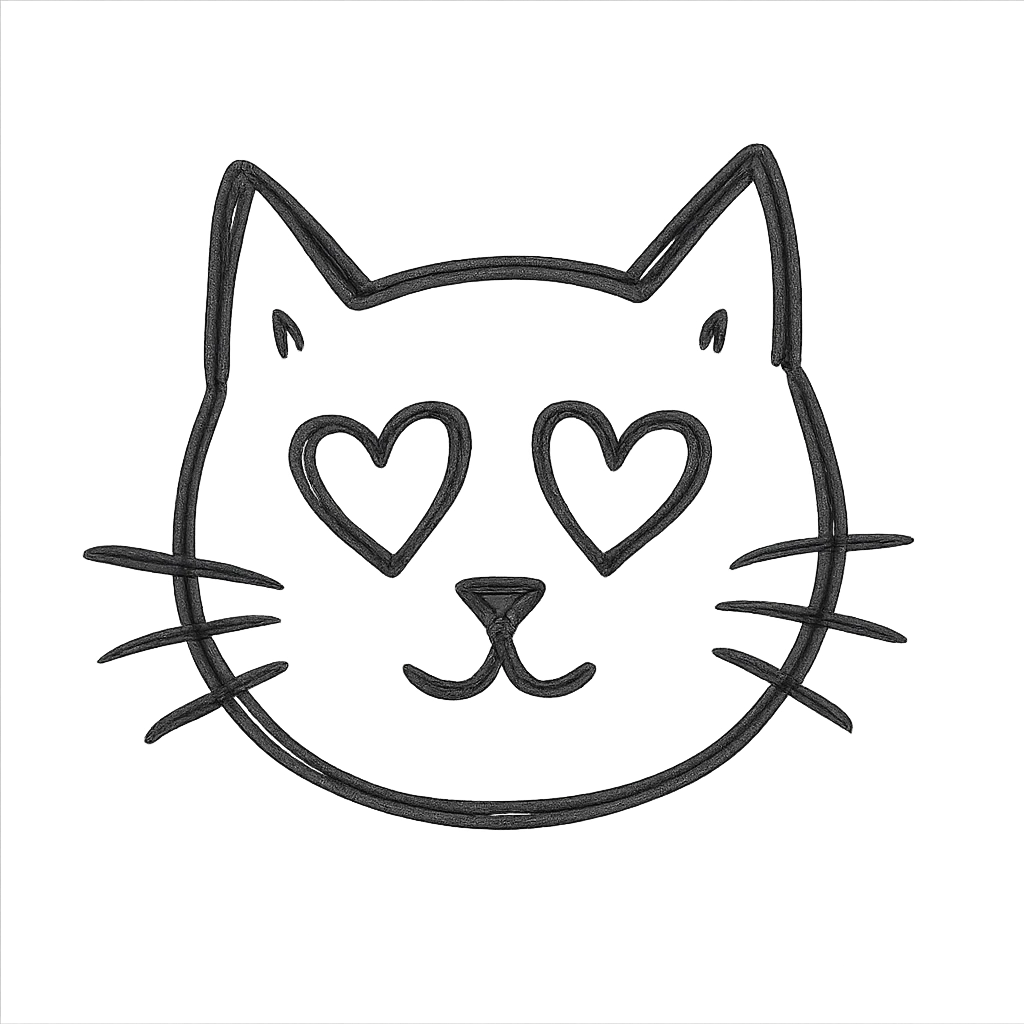 black cat with heart eyes emoji