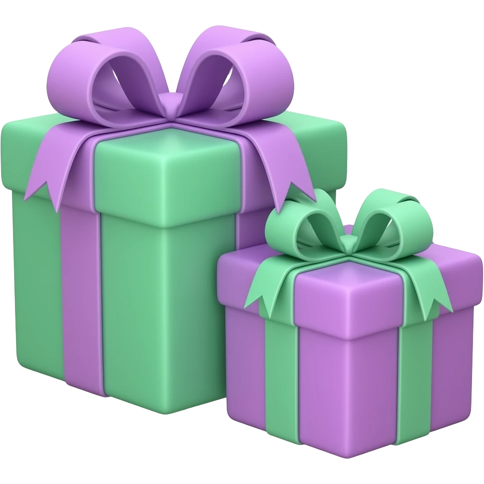 green purple  Wrapped gift boxes soft paster colour emoji