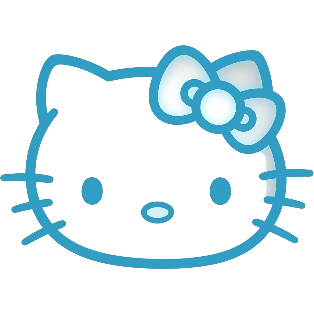 Neon blue blue outline hello kitty head emoji