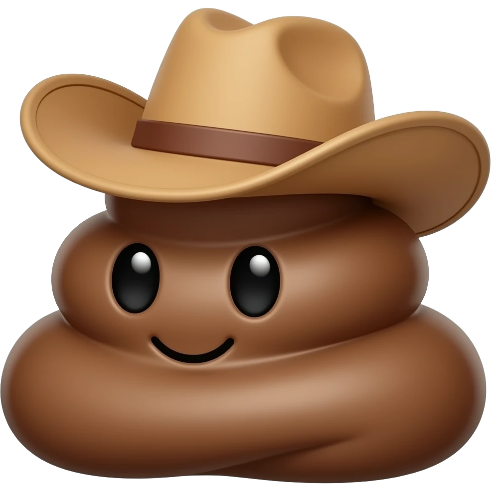 Cute 💩 with cowboy hat  on Sideways emoji