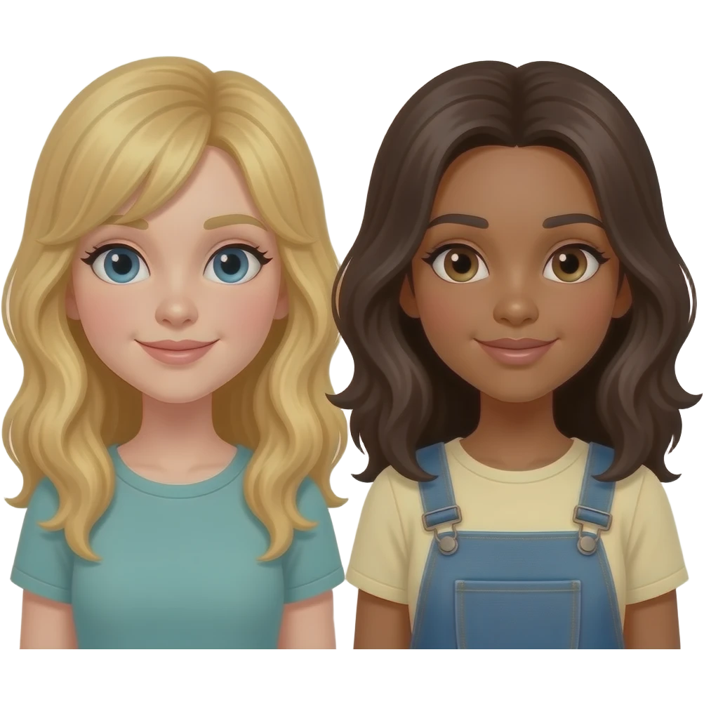 one blonde girl and two brunettes emoji