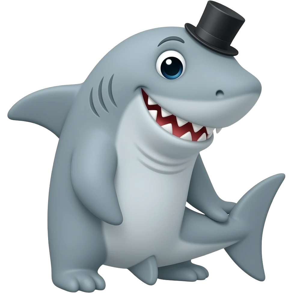 Shark with a top hat emoji