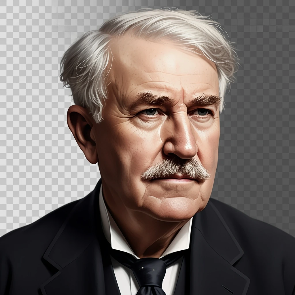 Generate in realistic style Thomas Edison. png on transparent background emoji