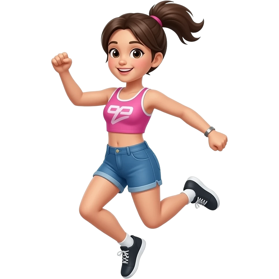 Girl doing a jumping jack emoji