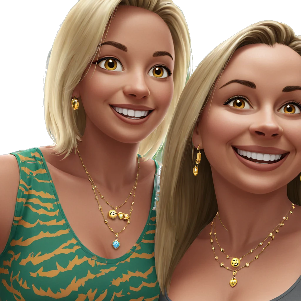 smiling girls with jewelry emoji