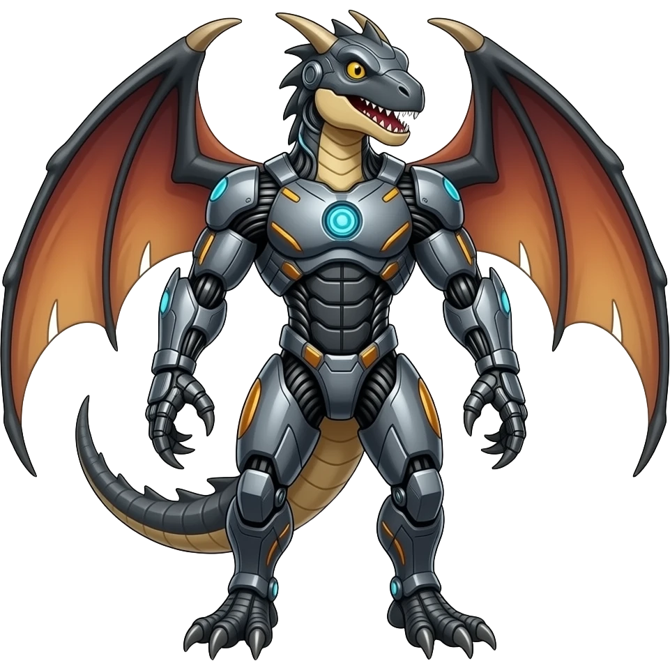 Genesect-Flygon-Raptor-Fakémon—hybrid with a futuristic visor-helmet full body emoji