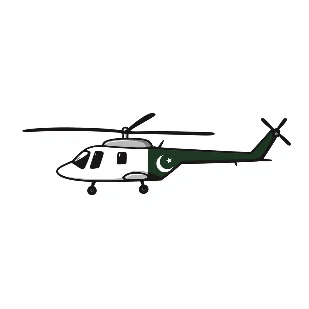 Hand-drawn Pakistani military helicopter with Pakistan flag markings emoji