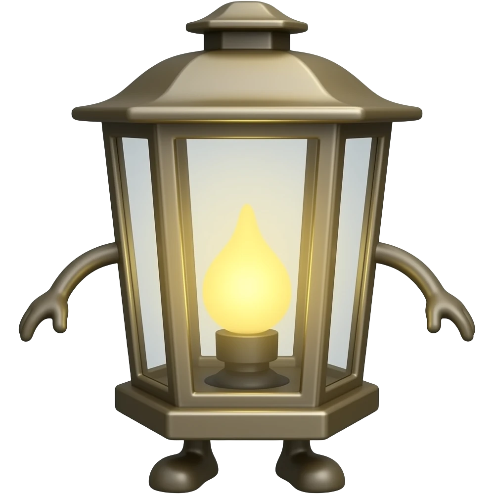 A lantern with legs and arms emoji