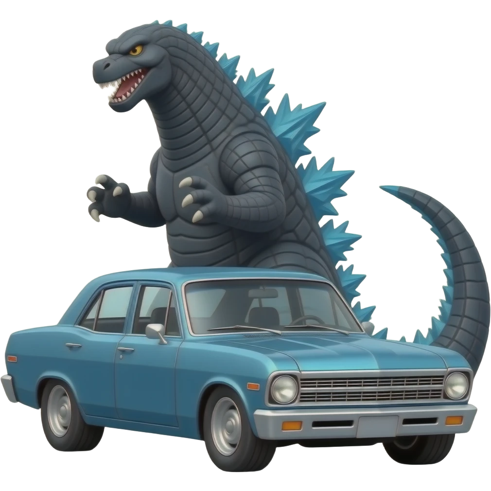 GODZILLA DRIVING CHEVY II NOVA emoji