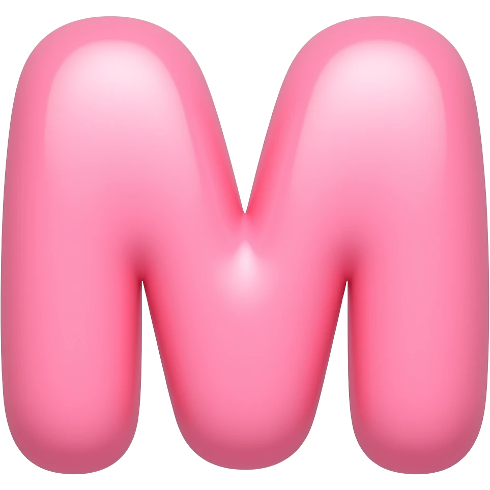 Cute bubbly pink letter m emoji