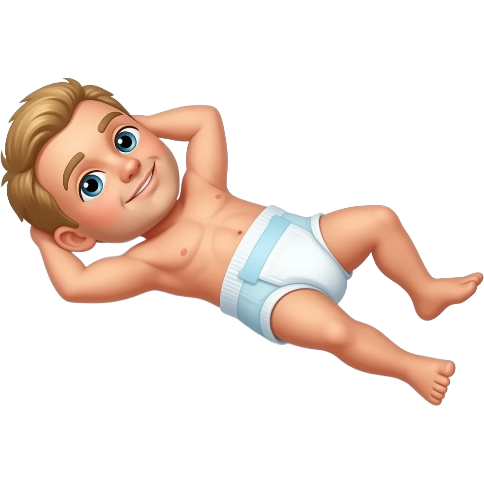 Adult blond hair male on back and wearing a diaper emoji