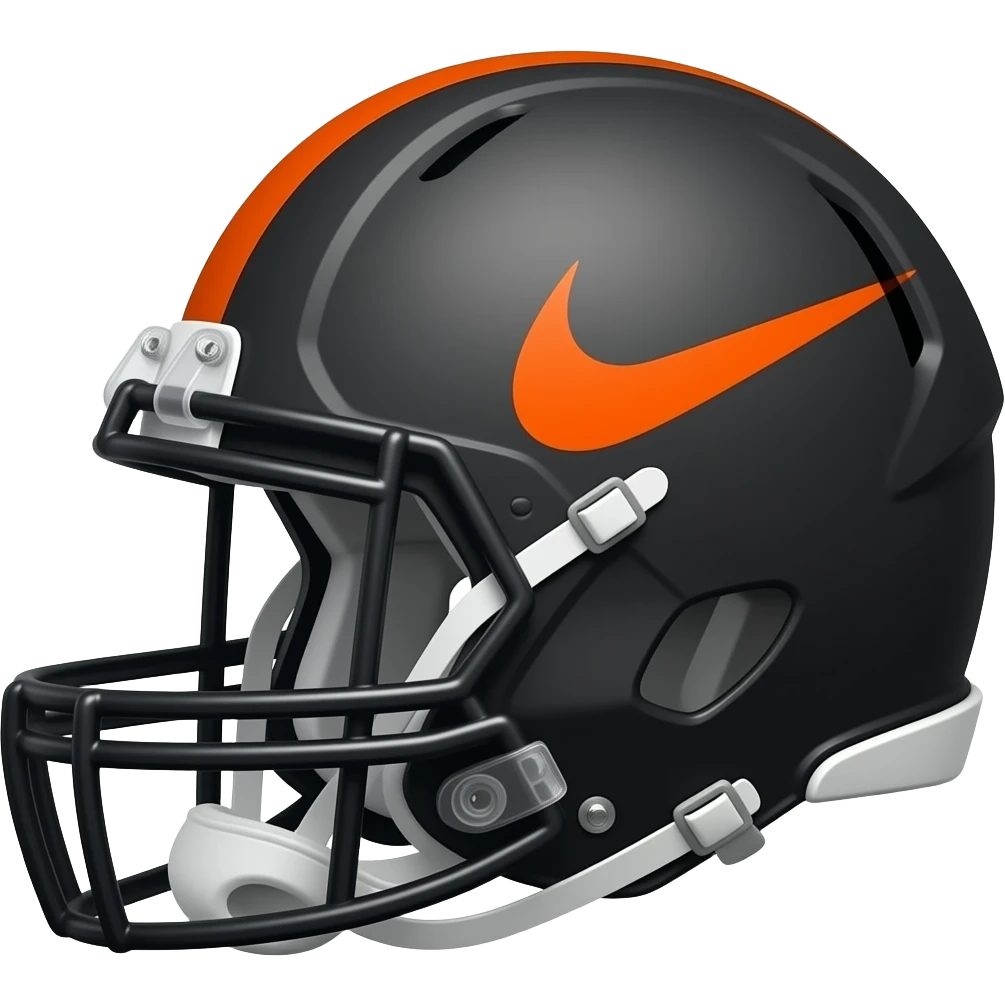 Nike front view football black helmet orange logo on side emoji