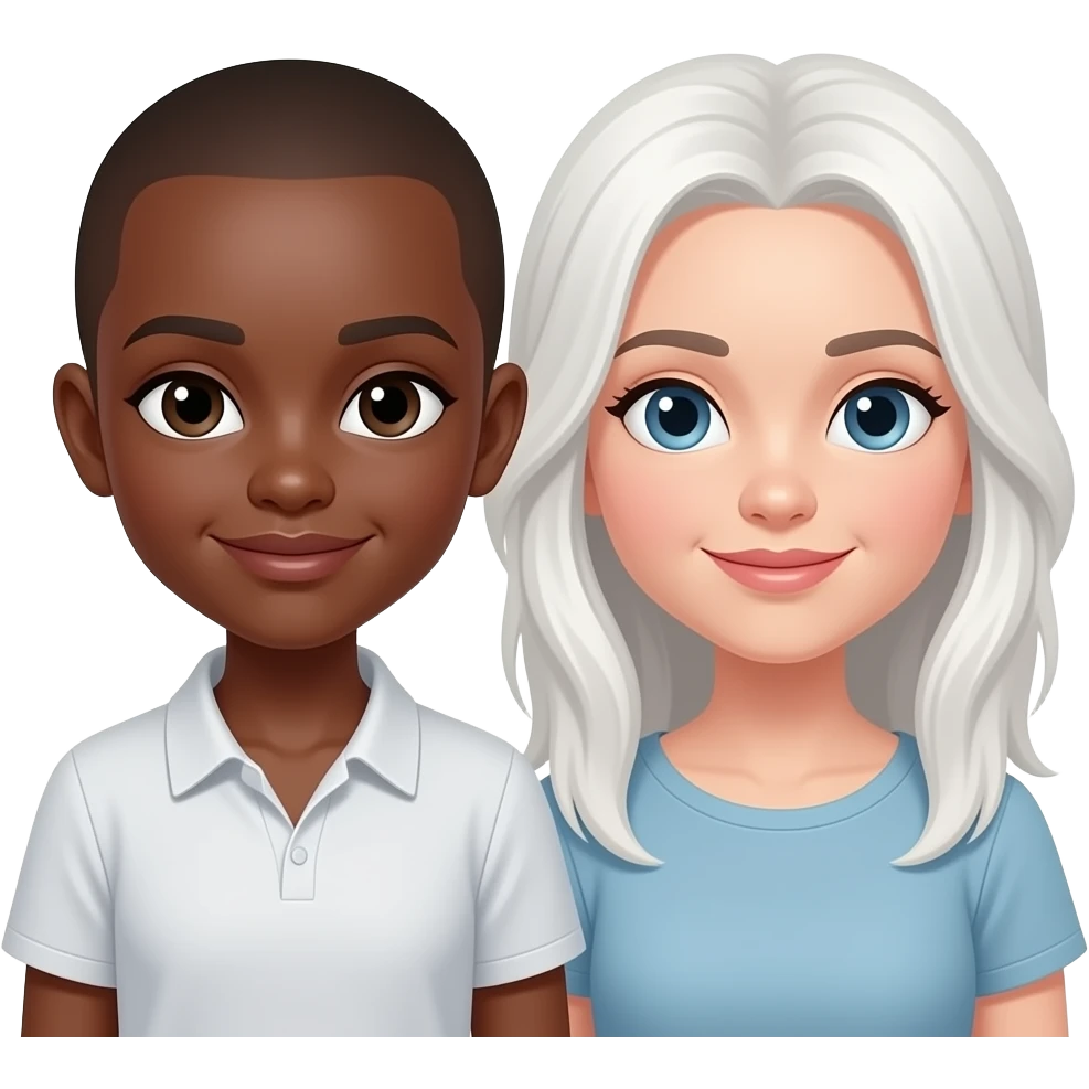 Black girl and white girl together. Black girl has almost bald hair. White girl has longer hair emoji