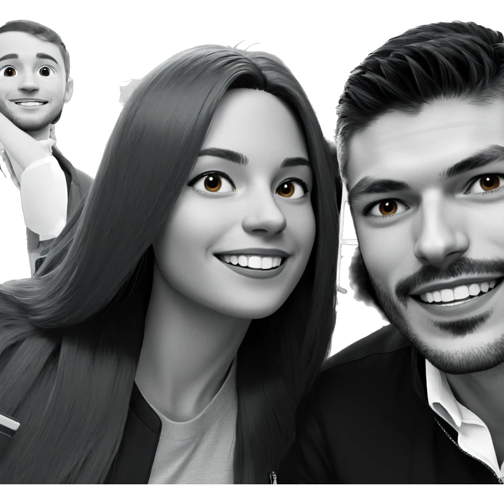 smiling girl with boys emoji