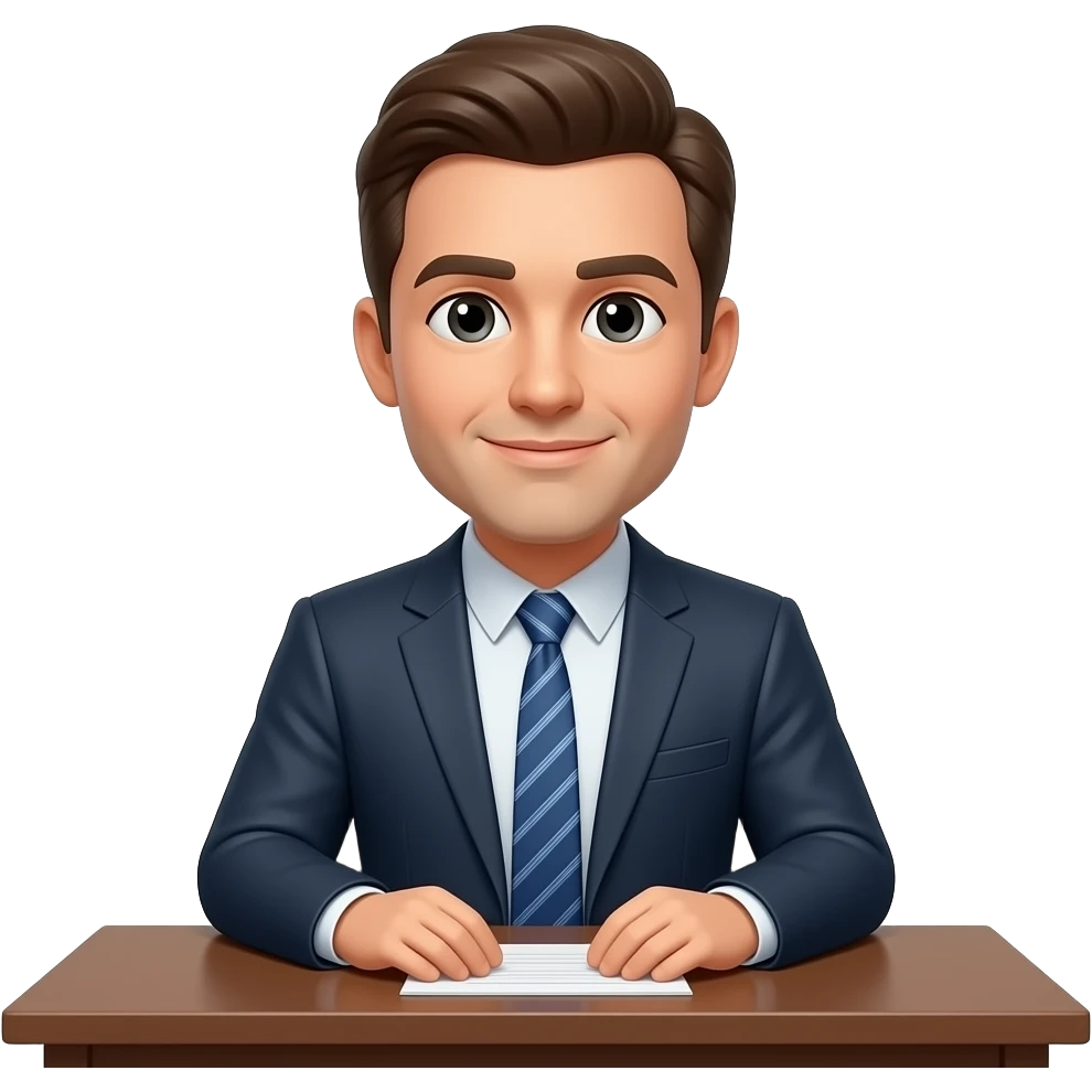 hombre sentado en escritorio emoji