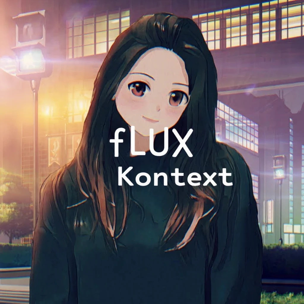 make a image with logo of  text "FLUX Kontext" emoji