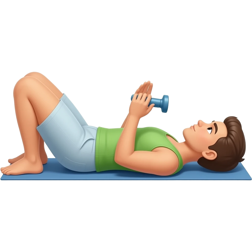 knees up 45 degree, feet on ground, lying on back. from side emoji