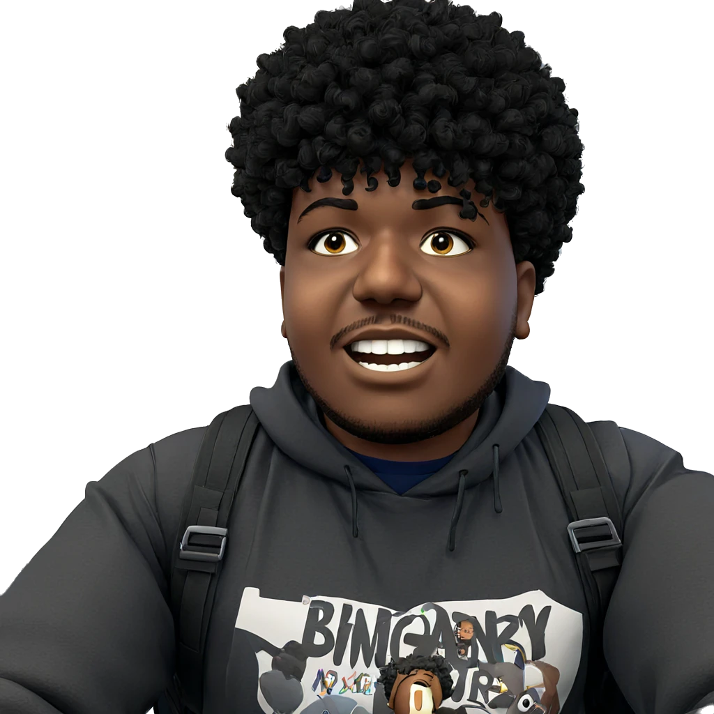 afro boy with backpack emoji