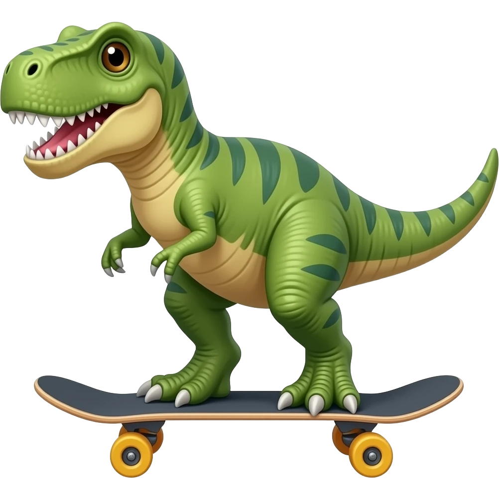 Dinosaur on a skateboard emoji