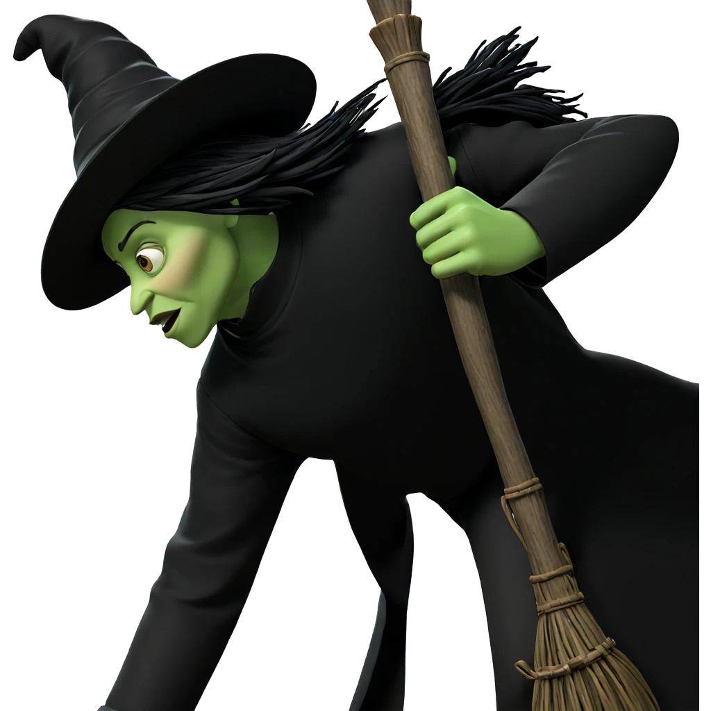 witch boy with broomstick emoji
