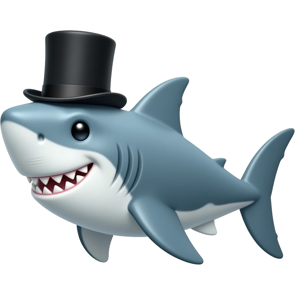 Shark with a top hat emoji