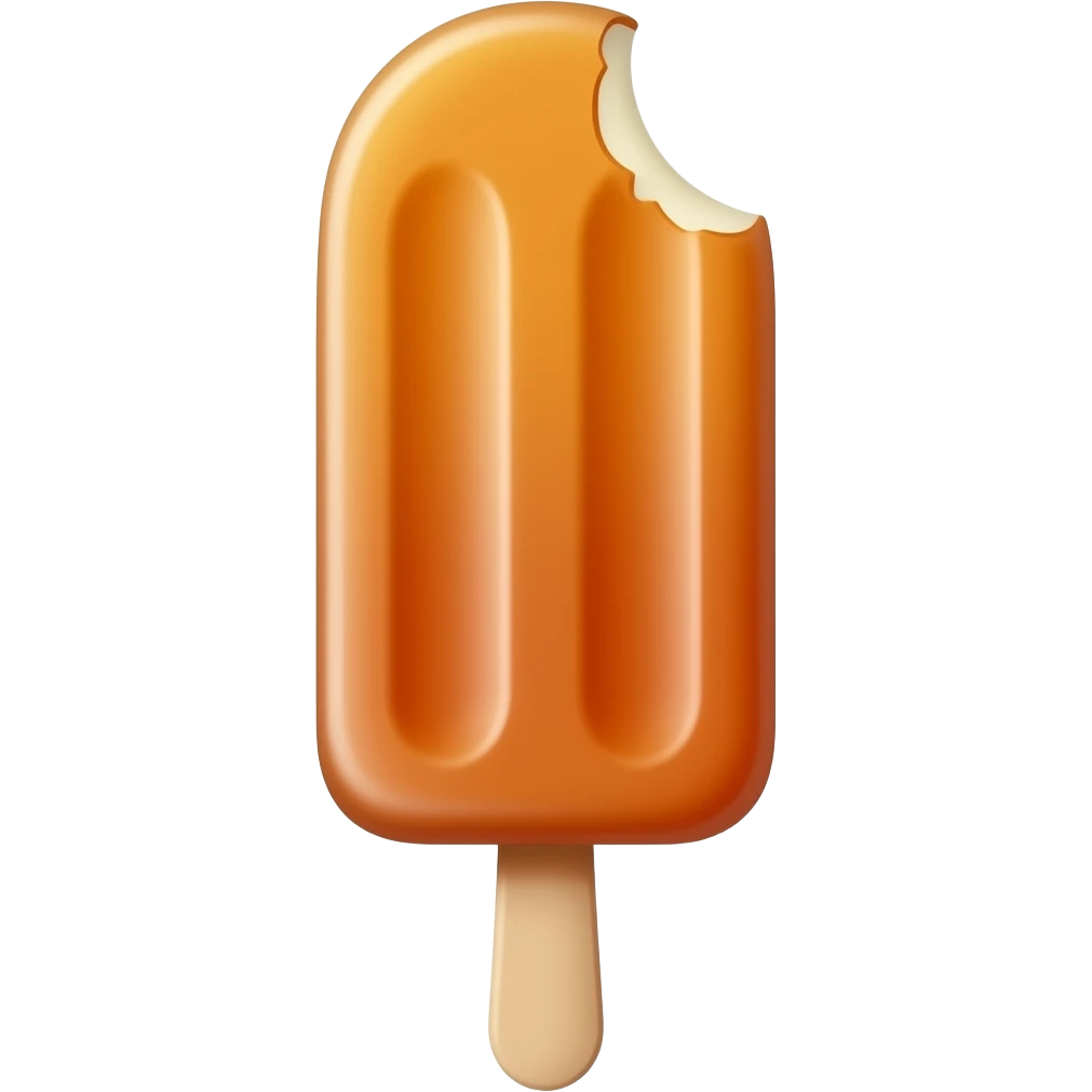 A solid Orange ice cram bar emoji with a bite out of it showing the white inside emoji