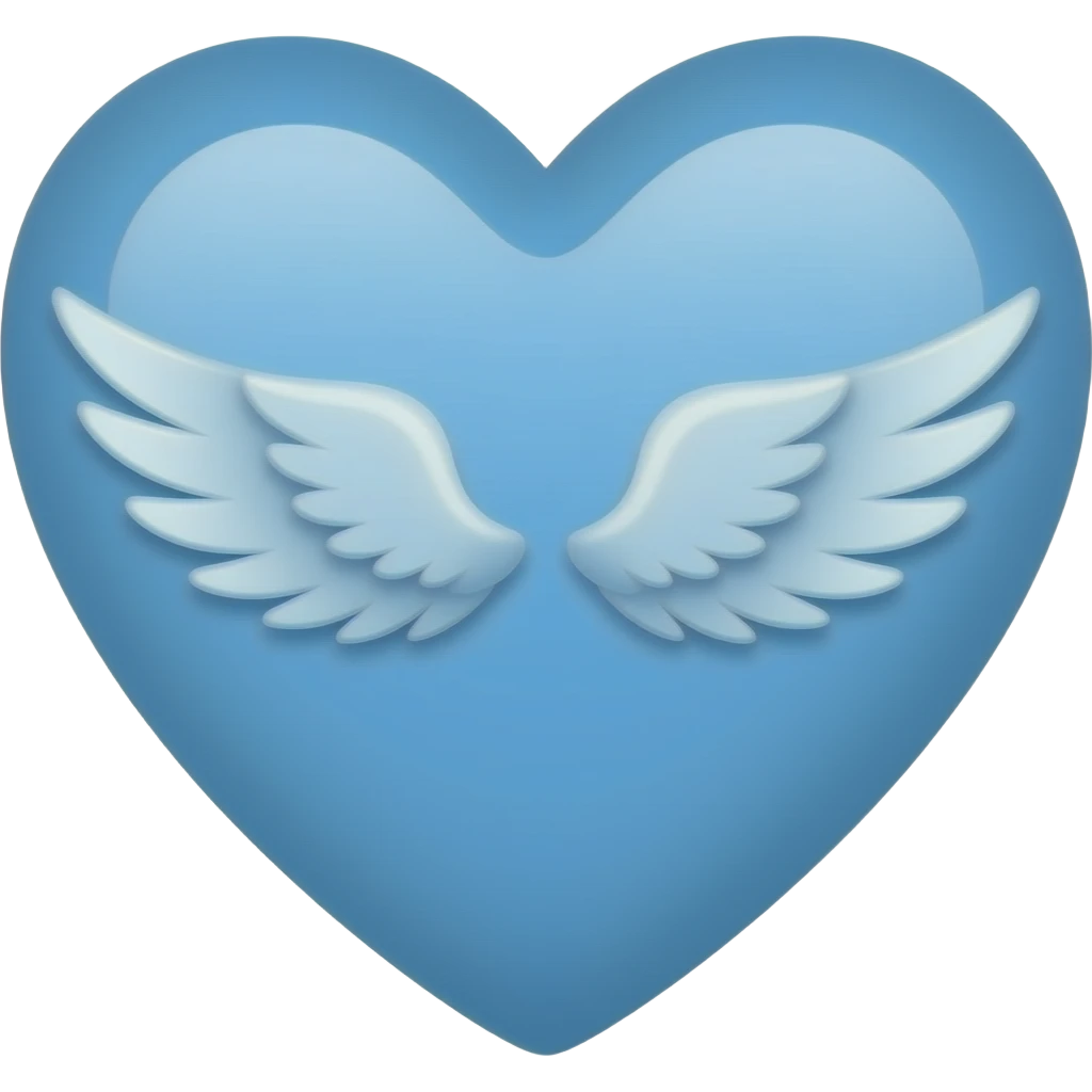 Aile ange coeur bleu emoji