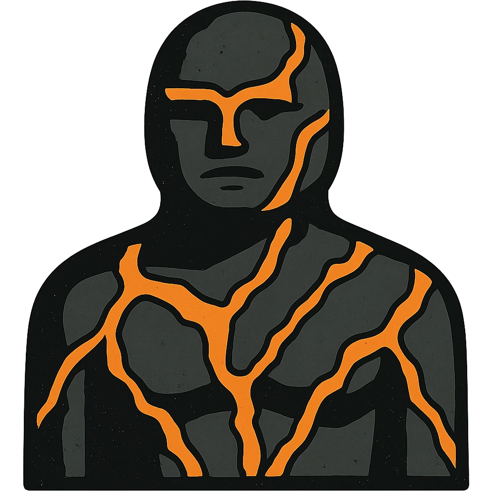 a smooth black lava stone with orange magma lines, minimalistic, no background emoji