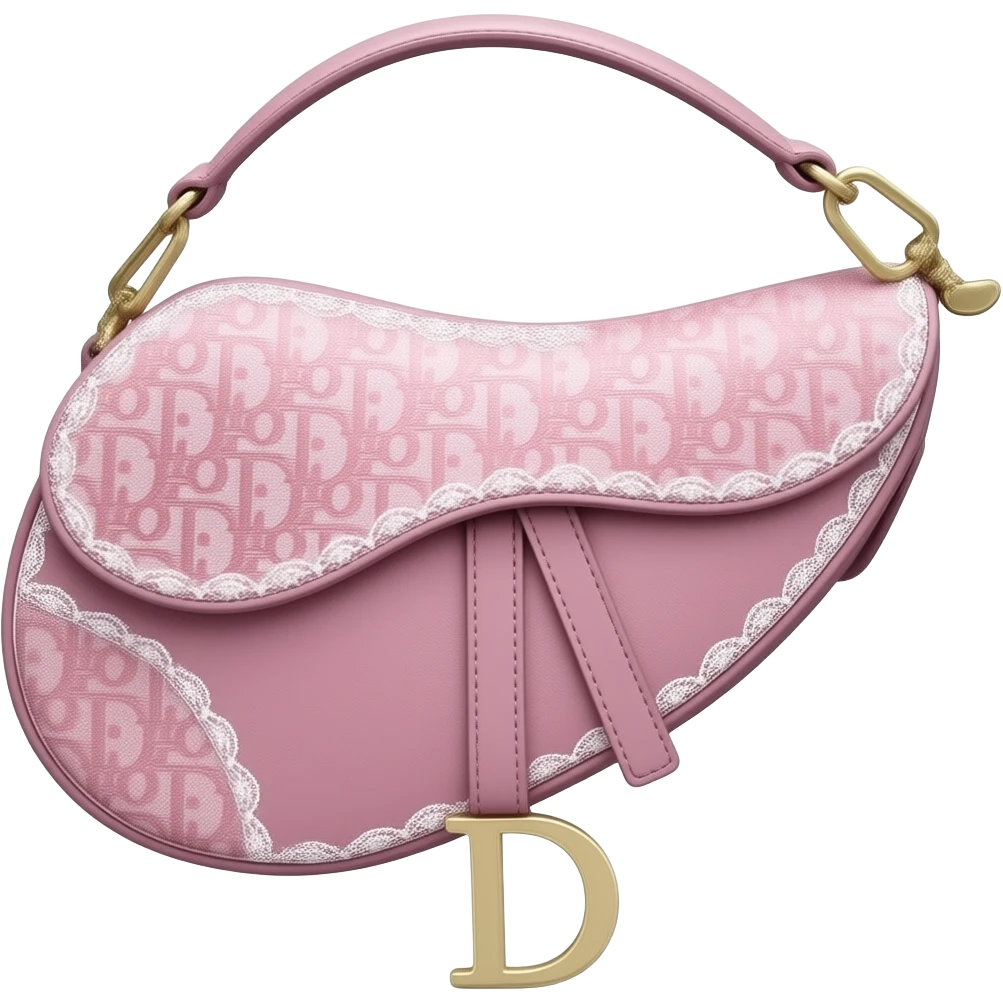 Pink Dior Oblique Embroidery and White Lace saddle bag emoji