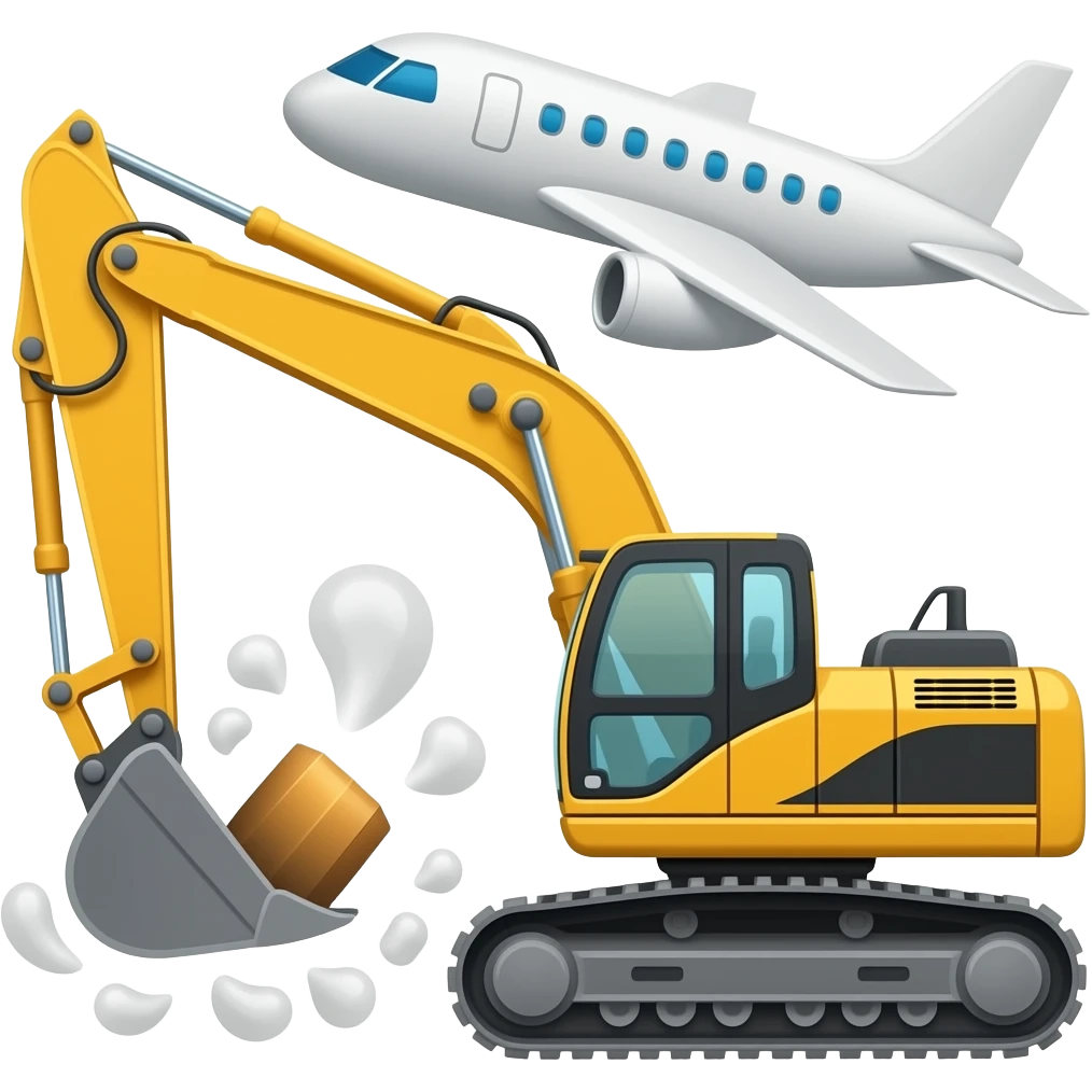 excavator  plane emoji