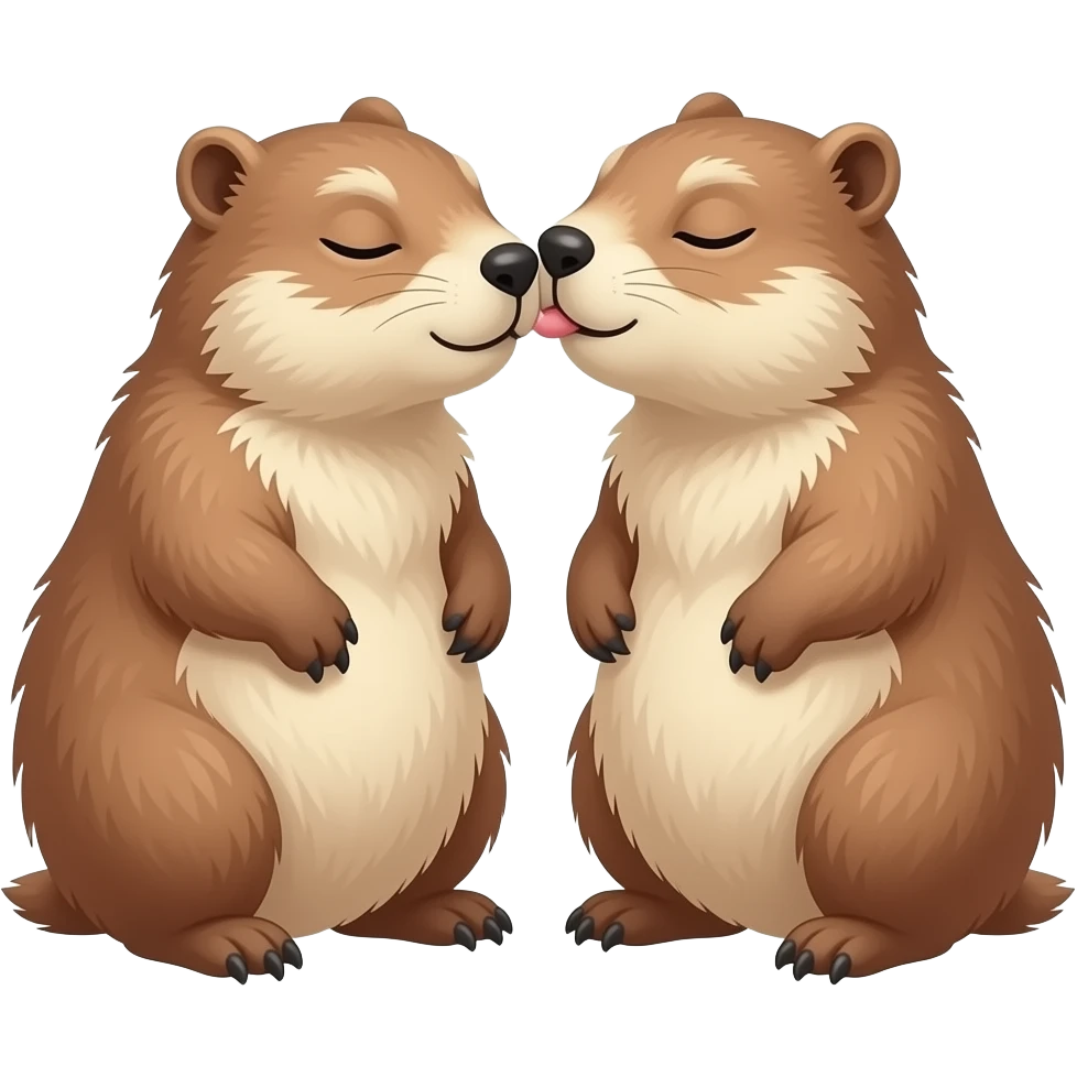 2 Marmottes qui dorment ensemble et bisous emoji